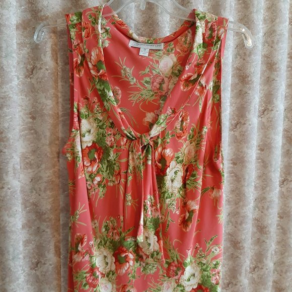 Ilyse Hart Ltd Tops - Coral floral sleeveless blouse size Medium Ilyse Hart